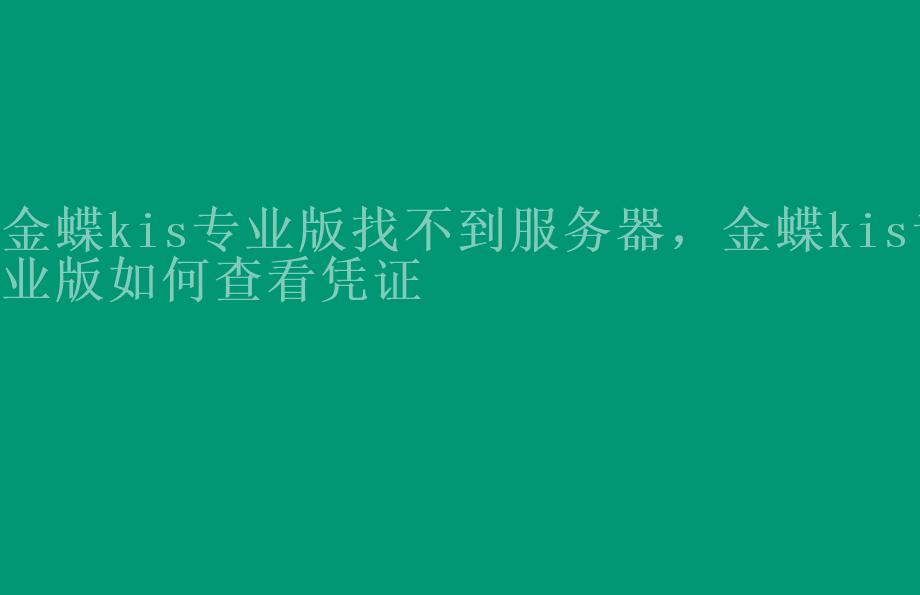 金蝶kis专业版找不到服务器，金蝶kis专业版如何查看凭证1