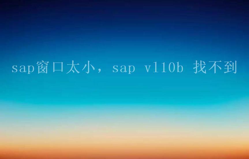 sap窗口太小，sap vl10b 找不到2