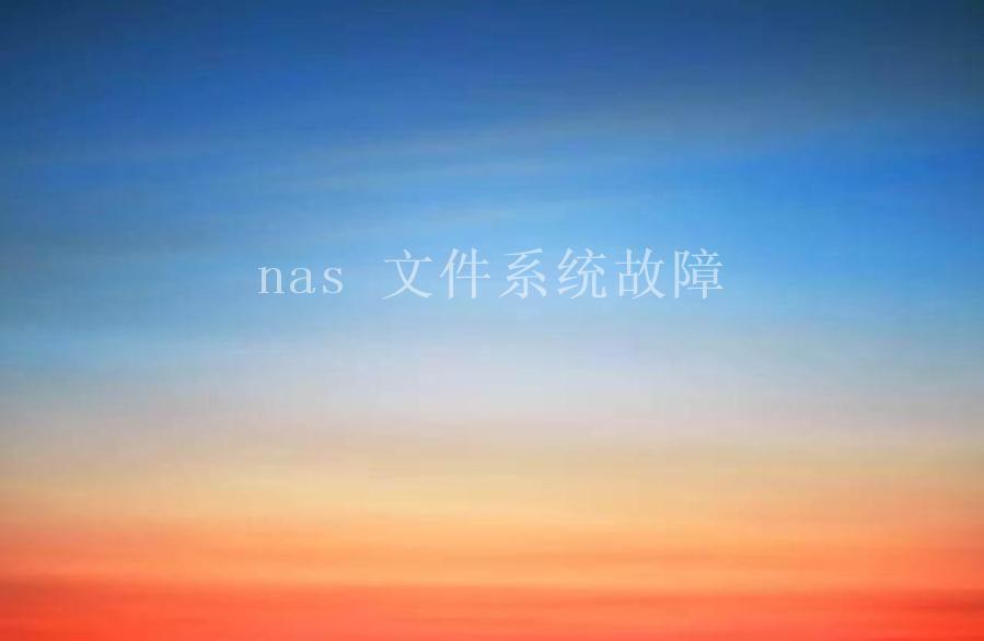 nas 文件系统故障1