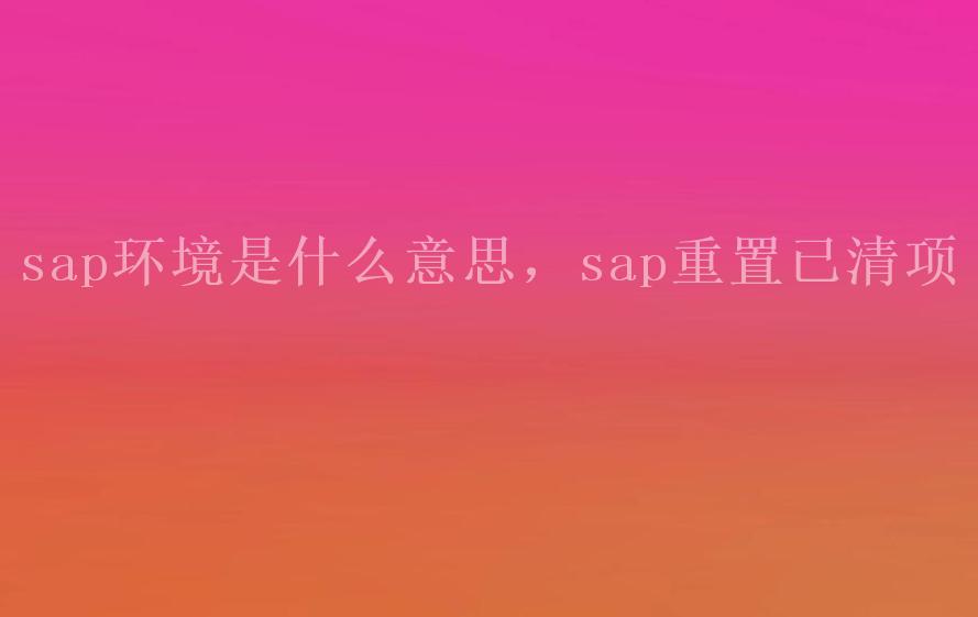 sap环境是什么意思，sap重置已清项1