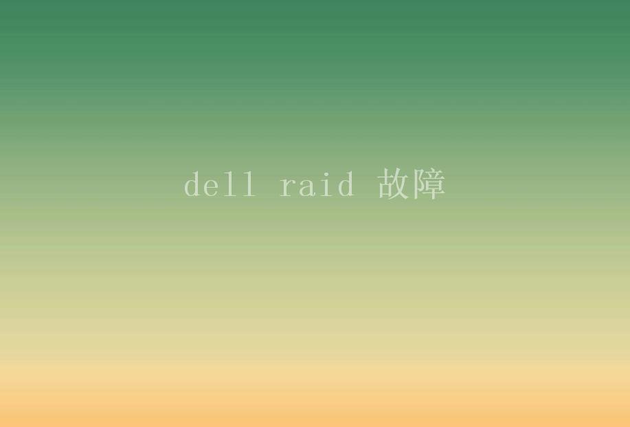 dell raid 故障1