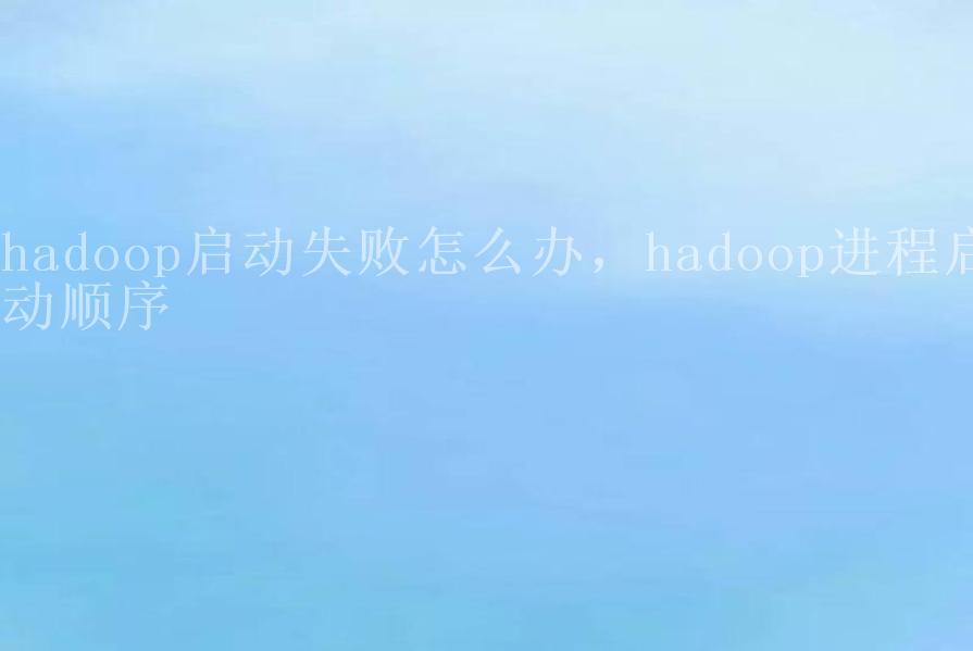 hadoop启动失败怎么办，hadoop进程启动顺序2