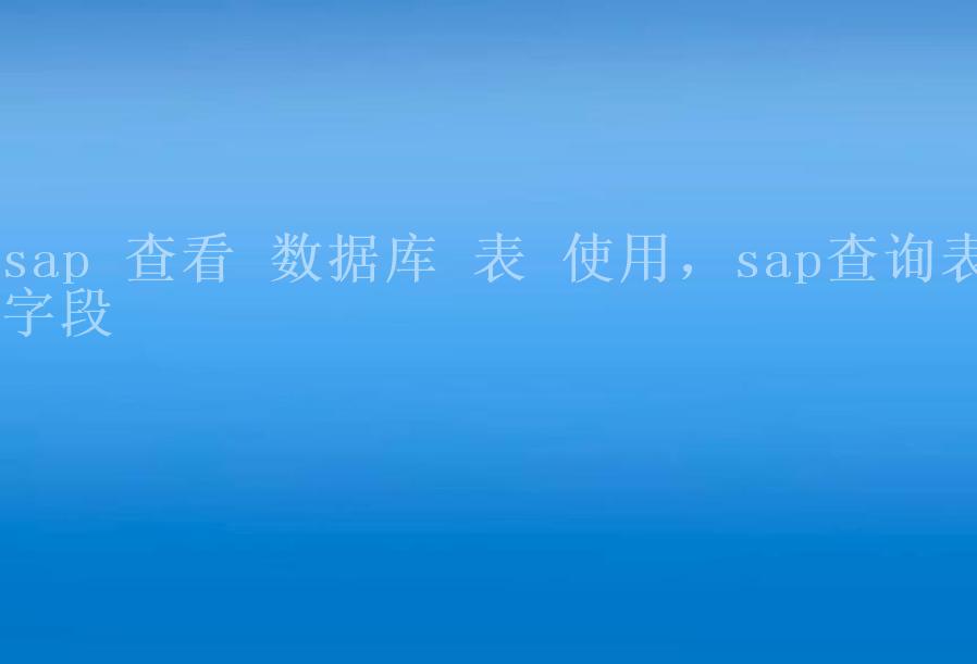 sap 查看 数据库 表 使用，sap查询表字段2