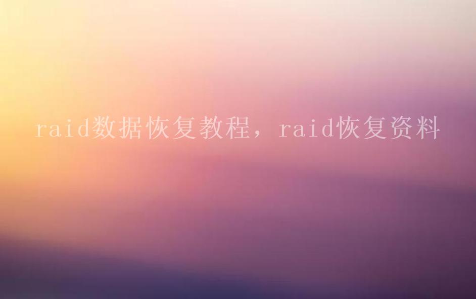 raid数据恢复教程，raid恢复资料2