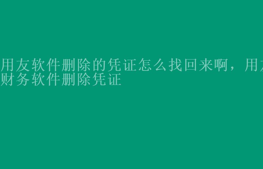 用友软件删除的凭证怎么找回来啊，用友财务软件删除凭证1