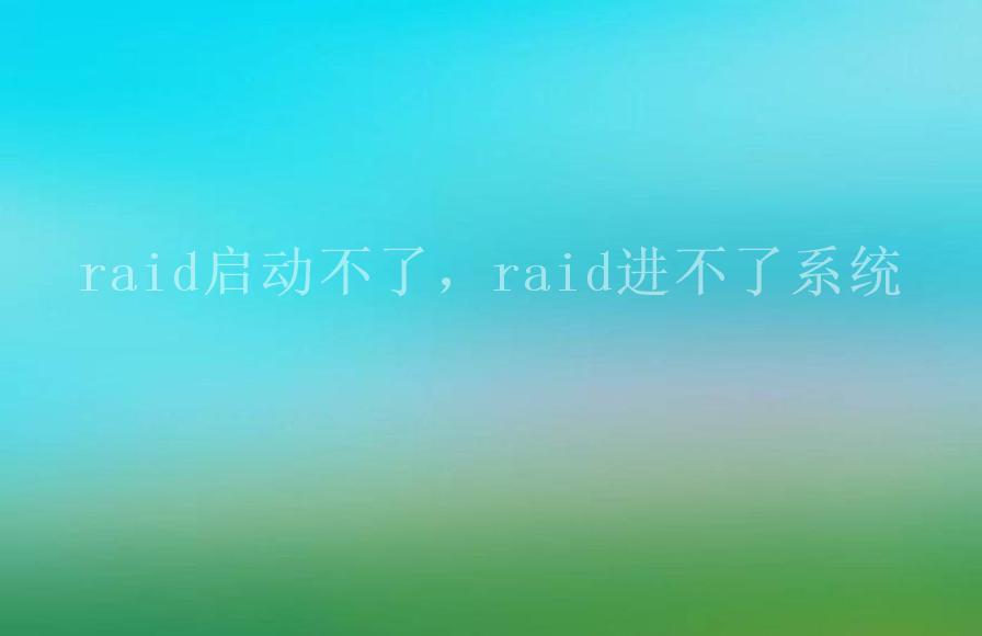 raid启动不了，raid进不了系统2