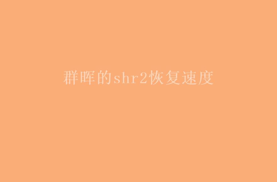 群晖的shr2恢复速度2