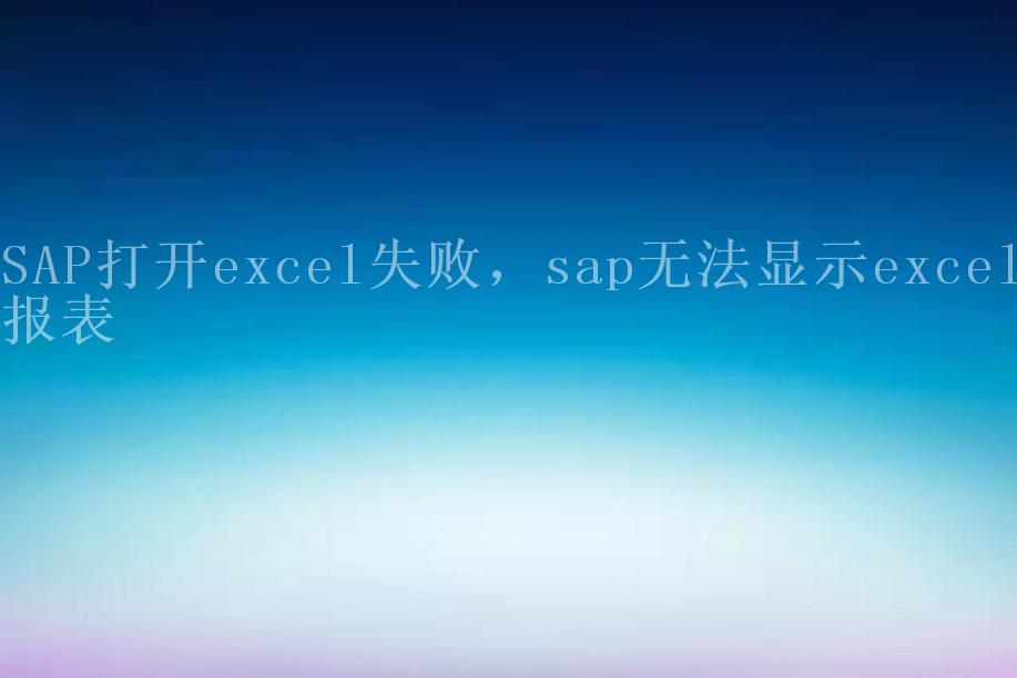 SAP打开excel失败，sap无法显示excel报表1