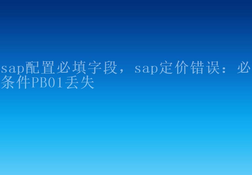 sap配置必填字段，sap定价错误：必要条件PB01丢失2