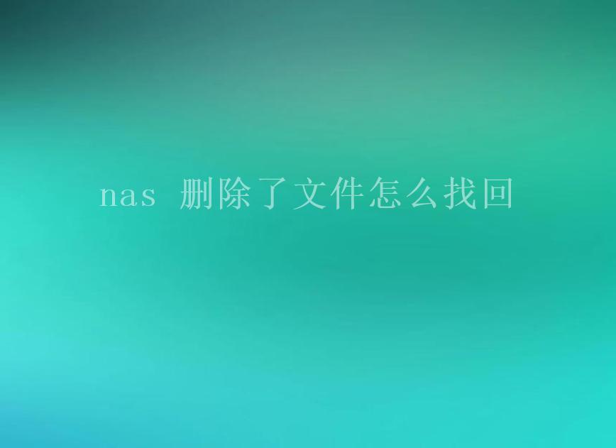 nas 删除了文件怎么找回2