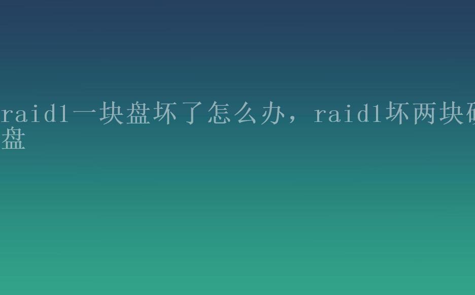 raid1一块盘坏了怎么办，raid1坏两块硬盘2