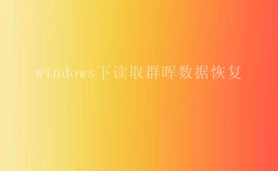 windows下读取群晖数据恢复1