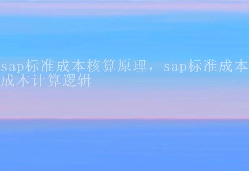 sap标准成本核算原理，sap标准成本法成本计算逻辑2