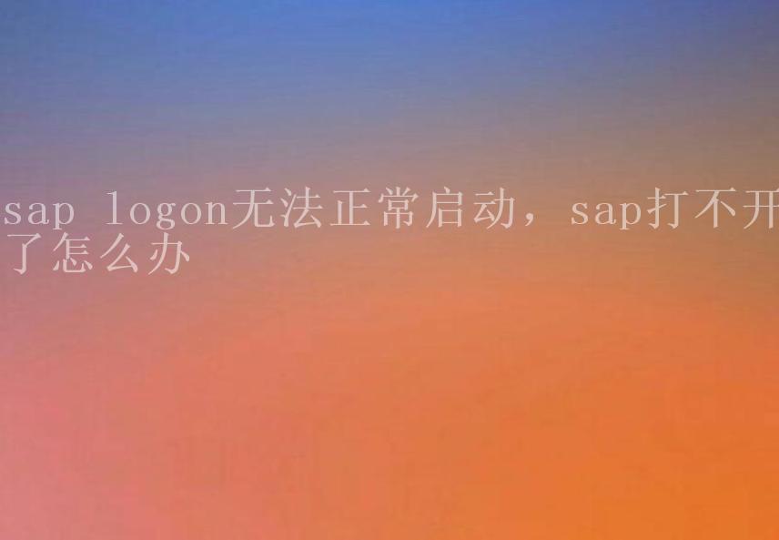 sap logon无法正常启动，sap打不开了怎么办1