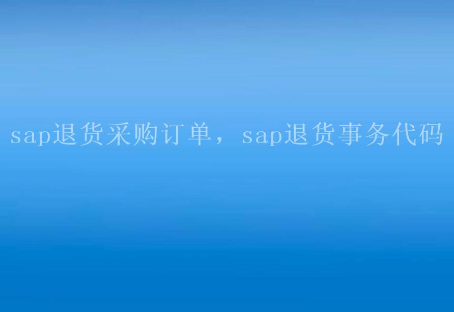 sap退货采购订单，sap退货事务代码1