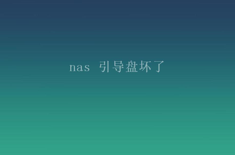 nas 引导盘坏了2