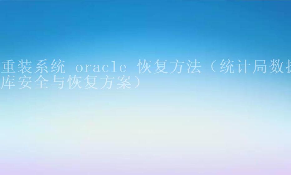 重装系统 oracle 恢复方法（统计局数据库安全与恢复方案）2