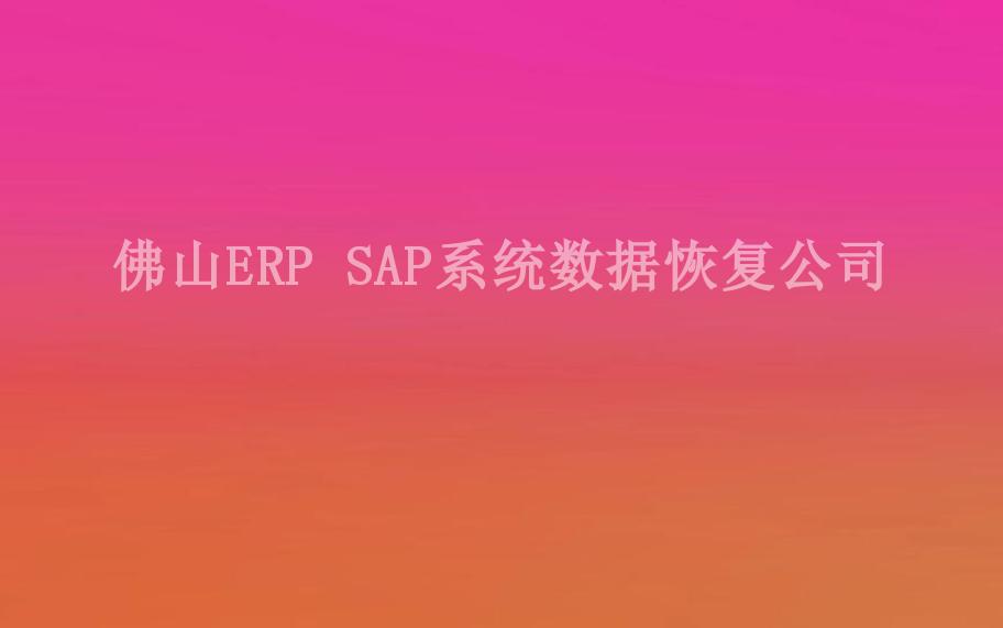 佛山ERP SAP系统数据恢复公司2