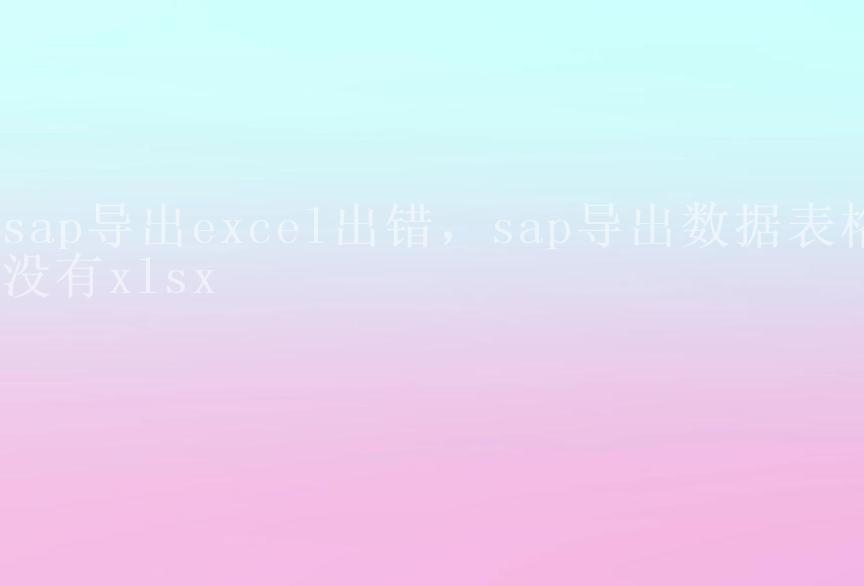 sap导出excel出错，sap导出数据表格没有xlsx2