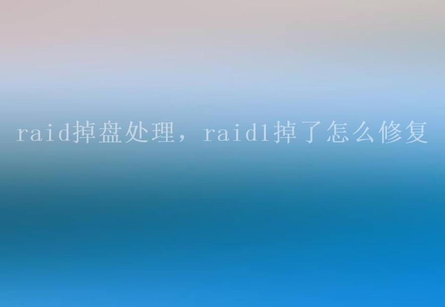 raid掉盘处理，raid1掉了怎么修复1