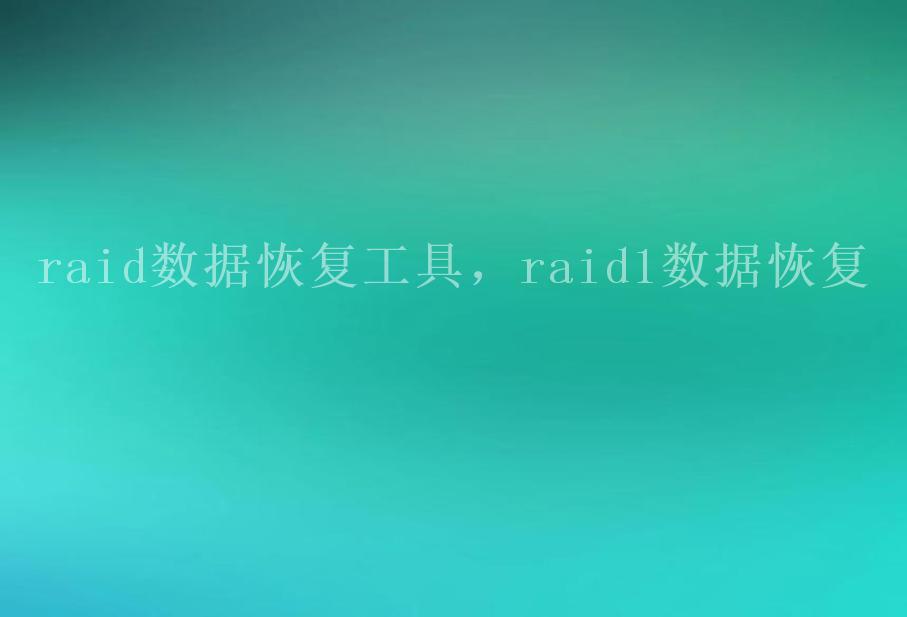 raid数据恢复工具，raid1数据恢复1