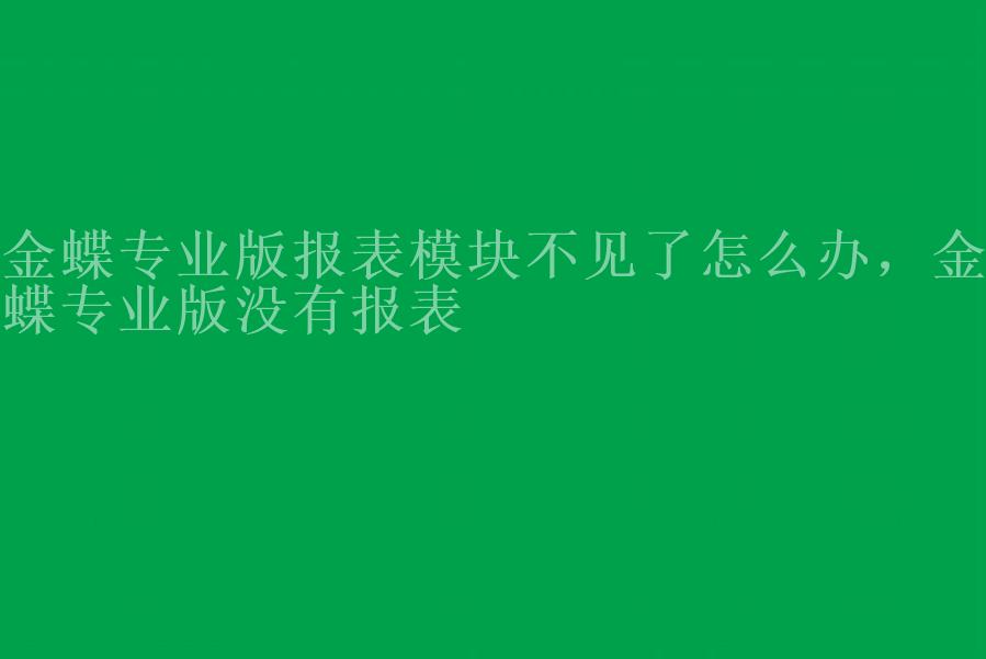 金蝶专业版报表模块不见了怎么办，金蝶专业版没有报表1