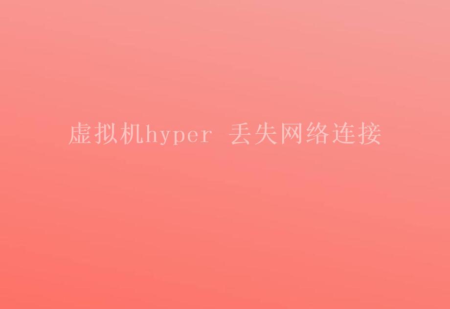 虚拟机hyper 丢失网络连接2