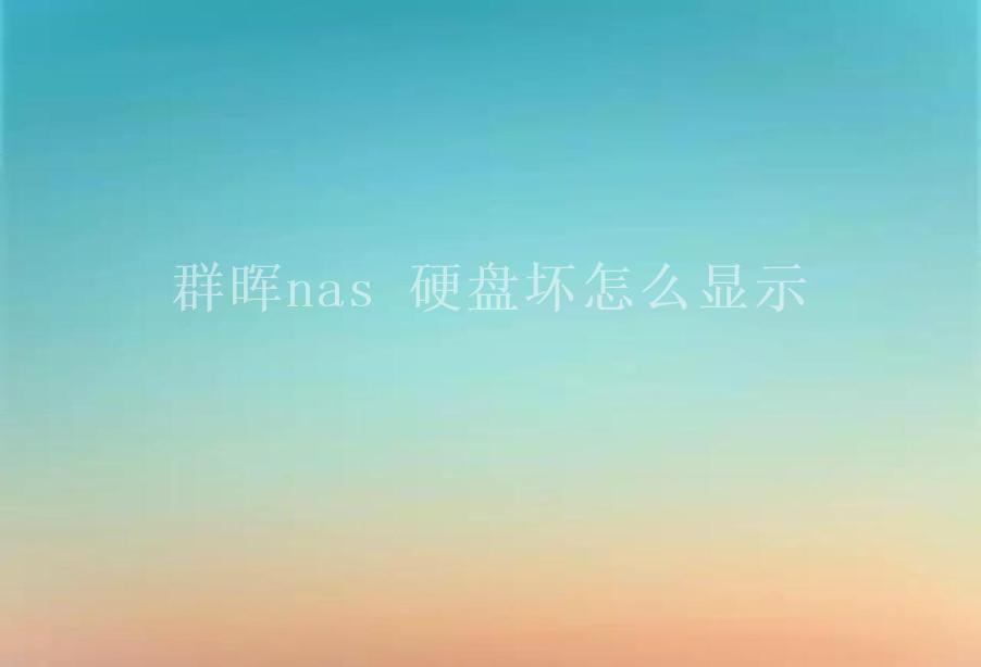 群晖nas 硬盘坏怎么显示2