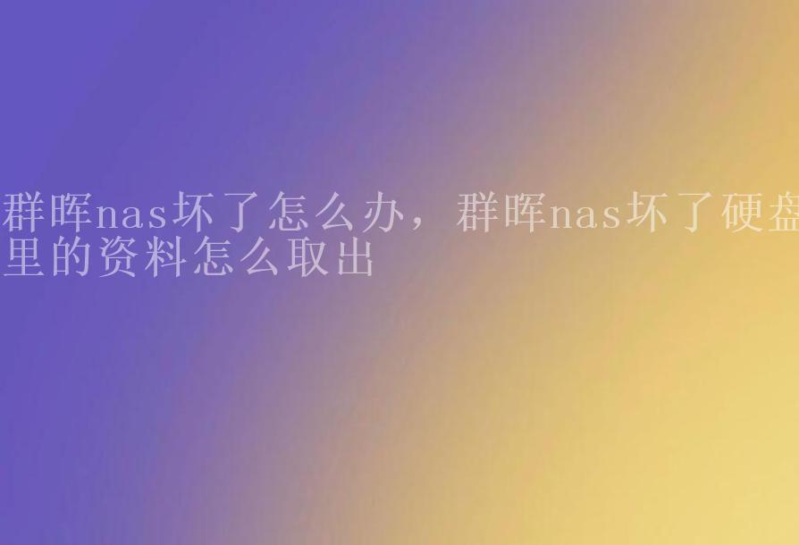 群晖nas坏了怎么办，群晖nas坏了硬盘里的资料怎么取出2