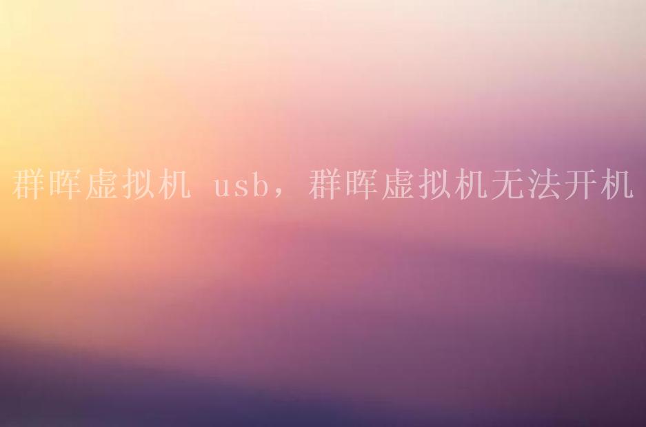 群晖虚拟机 usb，群晖虚拟机无法开机1