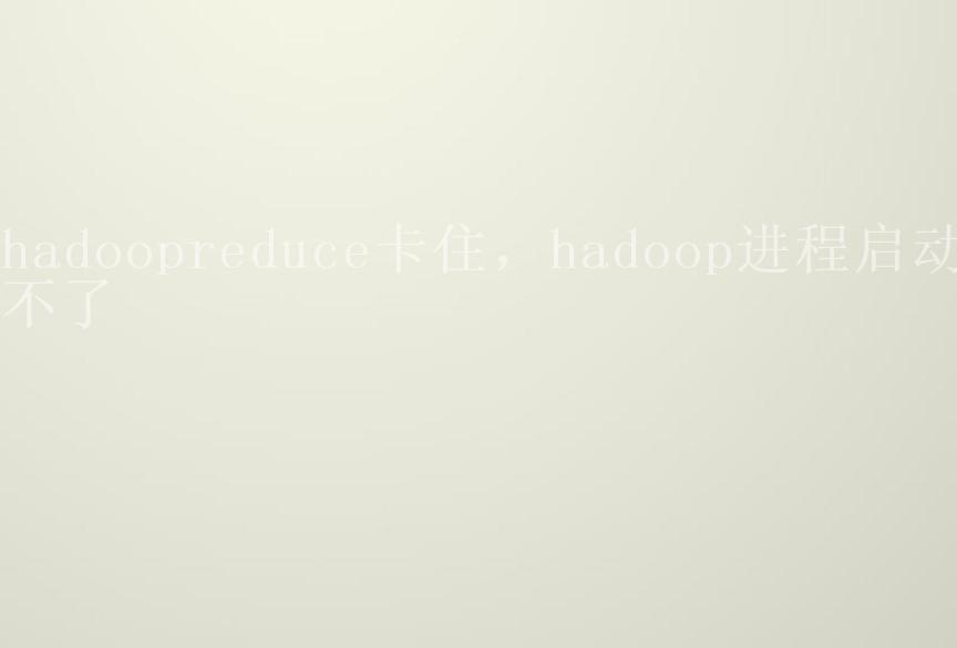 hadoopreduce卡住，hadoop进程启动不了2