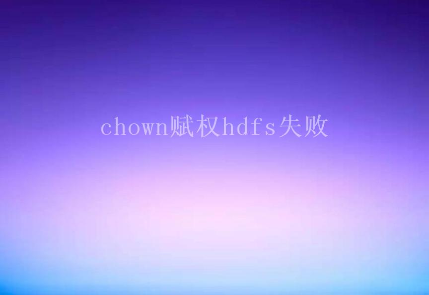 chown赋权hdfs失败2