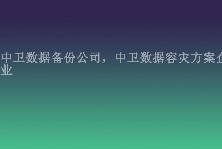 中卫数据备份公司，中卫数据容灾方案企业2