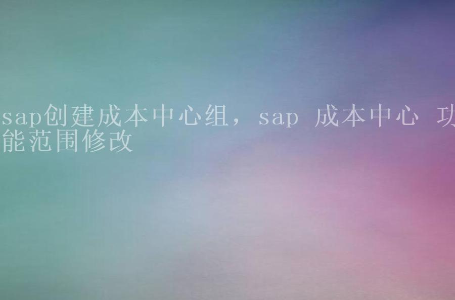 sap创建成本中心组，sap 成本中心 功能范围修改2