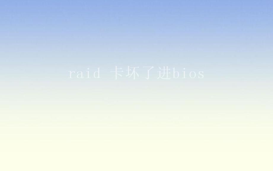 raid 卡坏了进bios2