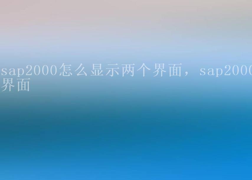 sap2000怎么显示两个界面，sap2000界面1