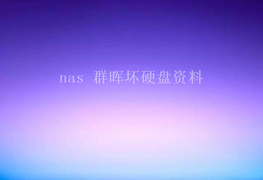 nas 群晖坏硬盘资料2