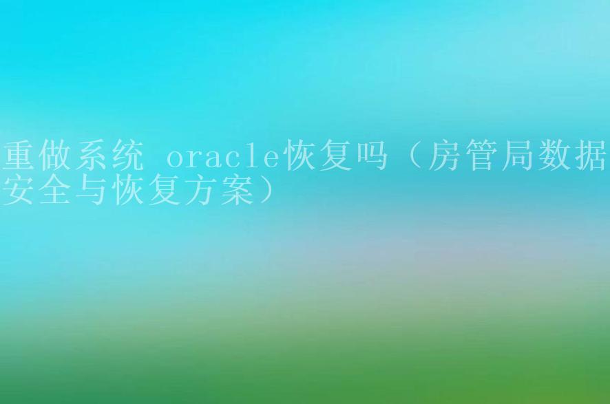 重做系统 oracle恢复吗（房管局数据库安全与恢复方案）2