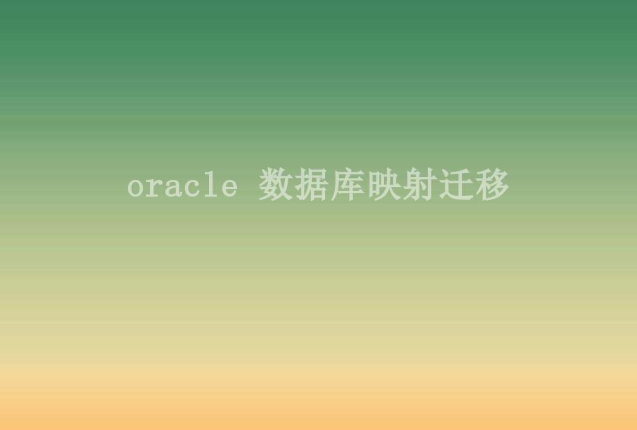 oracle 数据库映射迁移2