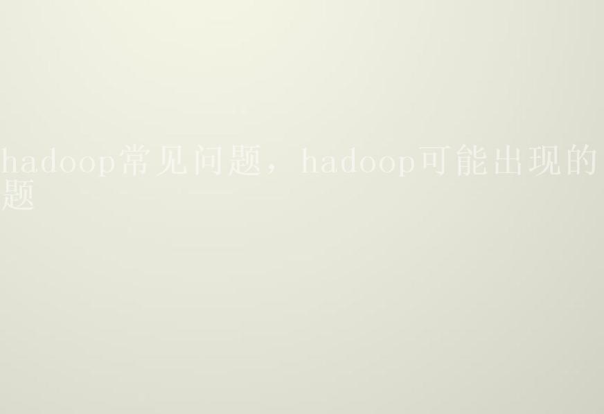 hadoop常见问题，hadoop可能出现的问题1