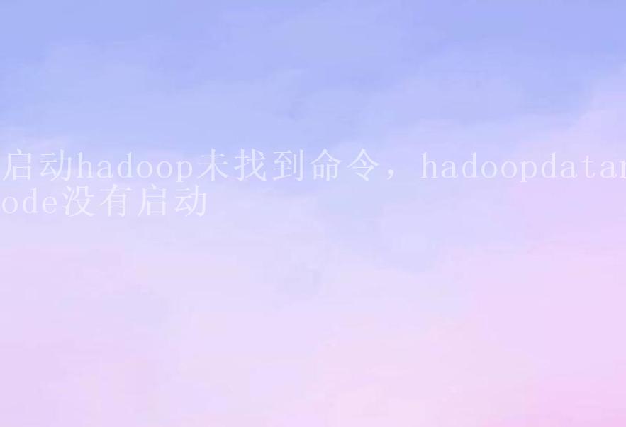 启动hadoop未找到命令，hadoopdatanode没有启动2