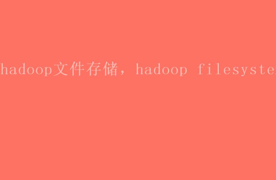 hadoop文件存储，hadoop filesystem2