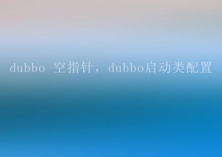 dubbo 空指针，dubbo启动类配置2