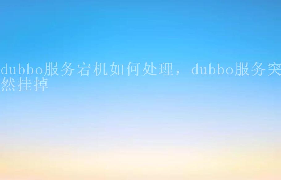 dubbo服务宕机如何处理，dubbo服务突然挂掉2