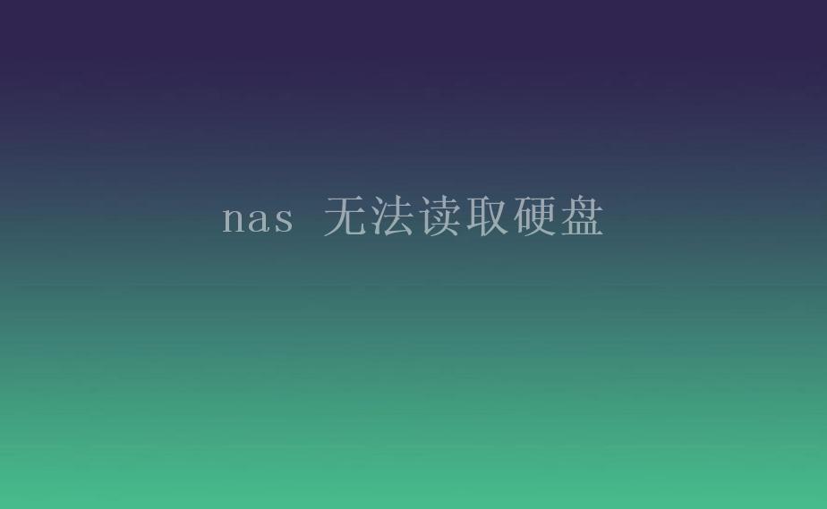 nas 无法读取硬盘1