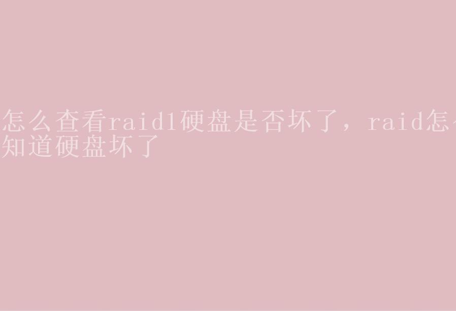 怎么查看raid1硬盘是否坏了，raid怎么知道硬盘坏了2