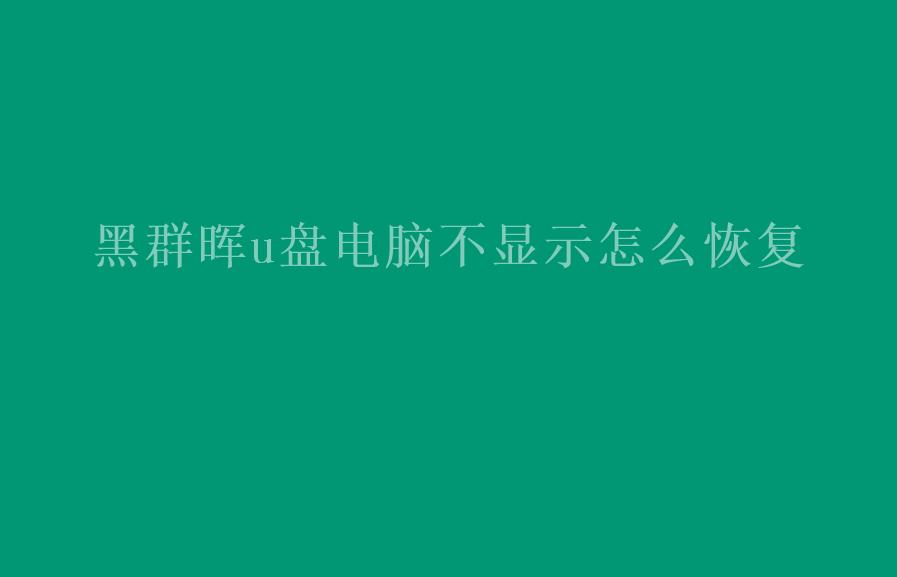 黑群晖u盘电脑不显示怎么恢复1