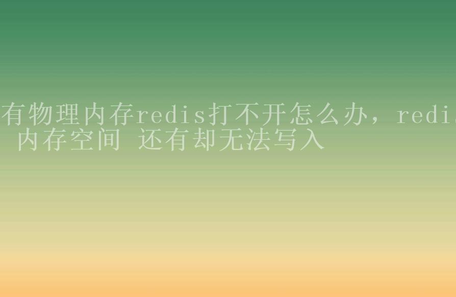 有物理内存redis打不开怎么办，redis 内存空间 还有却无法写入1