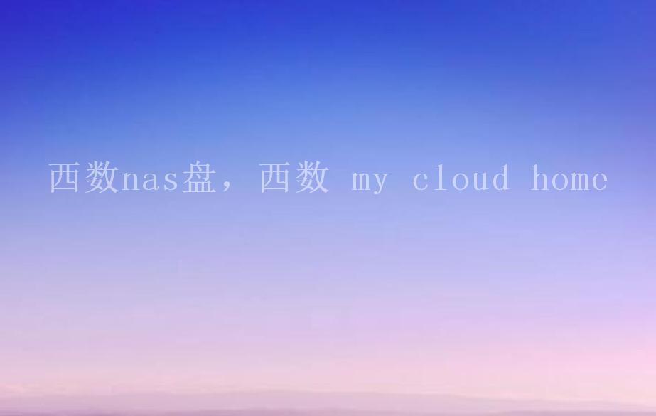 西数nas盘，西数 my cloud home2