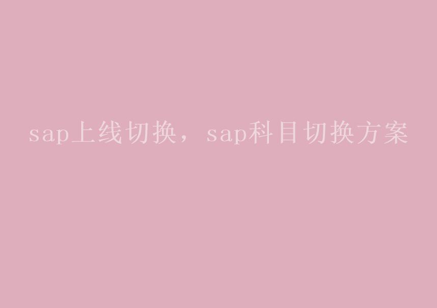 sap上线切换，sap科目切换方案2